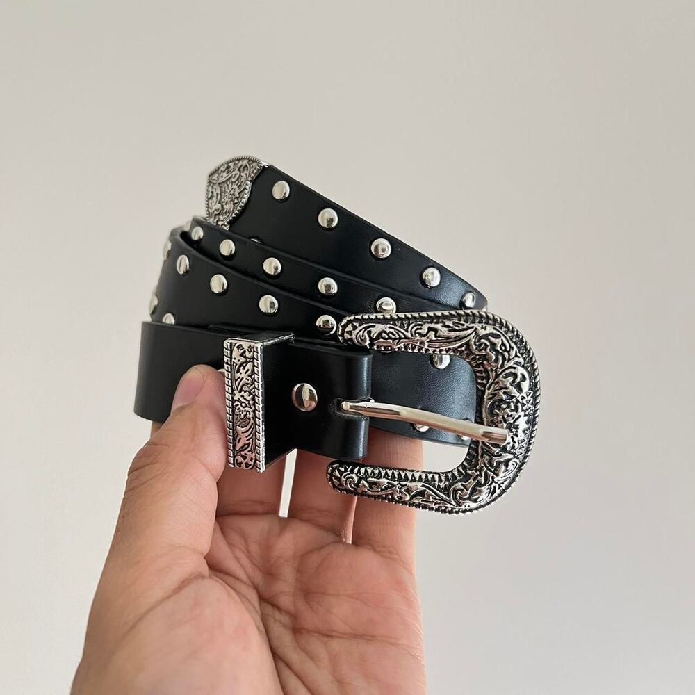 vintage y2k style studded black American western belt